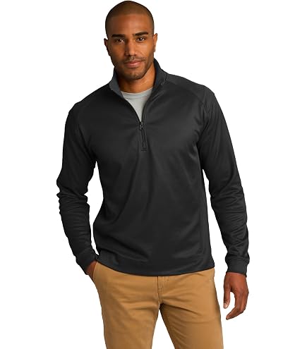【希少】PORTVEL 3LAYER ZIP PULLOVER Port Authority Men's Vertical Texture Quarter-Zip Pullover Iron